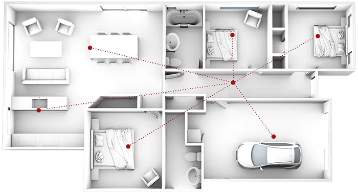 Diagram of interconnected smoke alarms